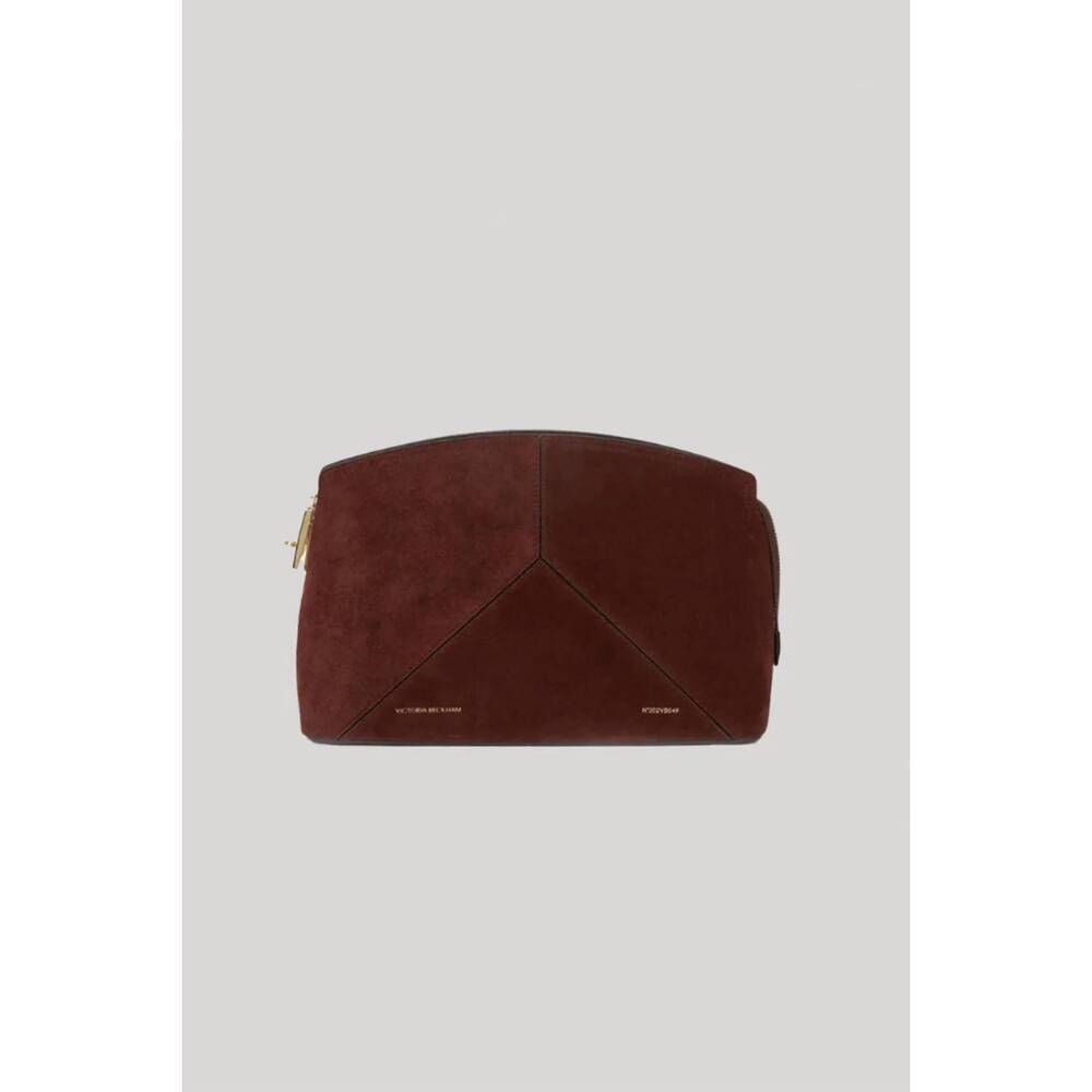 NEW VICTORIA BECKHAM women's victoria clutch bag in dark brown suede